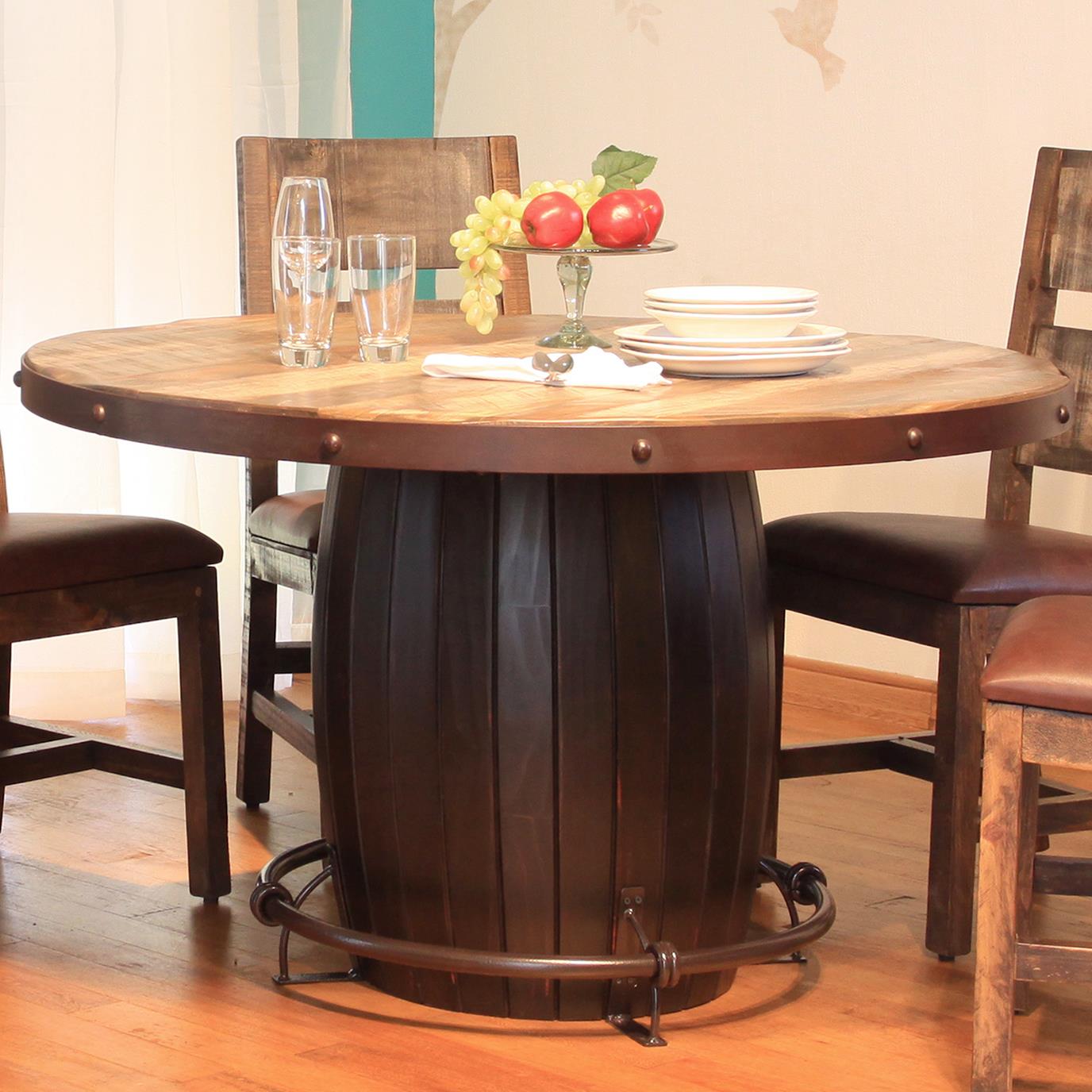 International Furniture Direct 900 Antique Round Dining Table with
